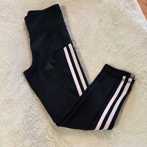 Adidas Kids Leggings Black with Pink Stripes